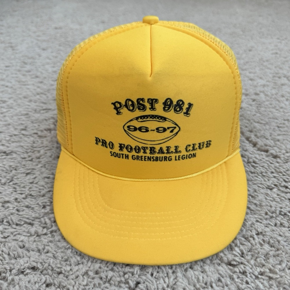 Vtg Capital Caps Post 981 Pro Football Club South Greensburg Yellow Snapback Hat